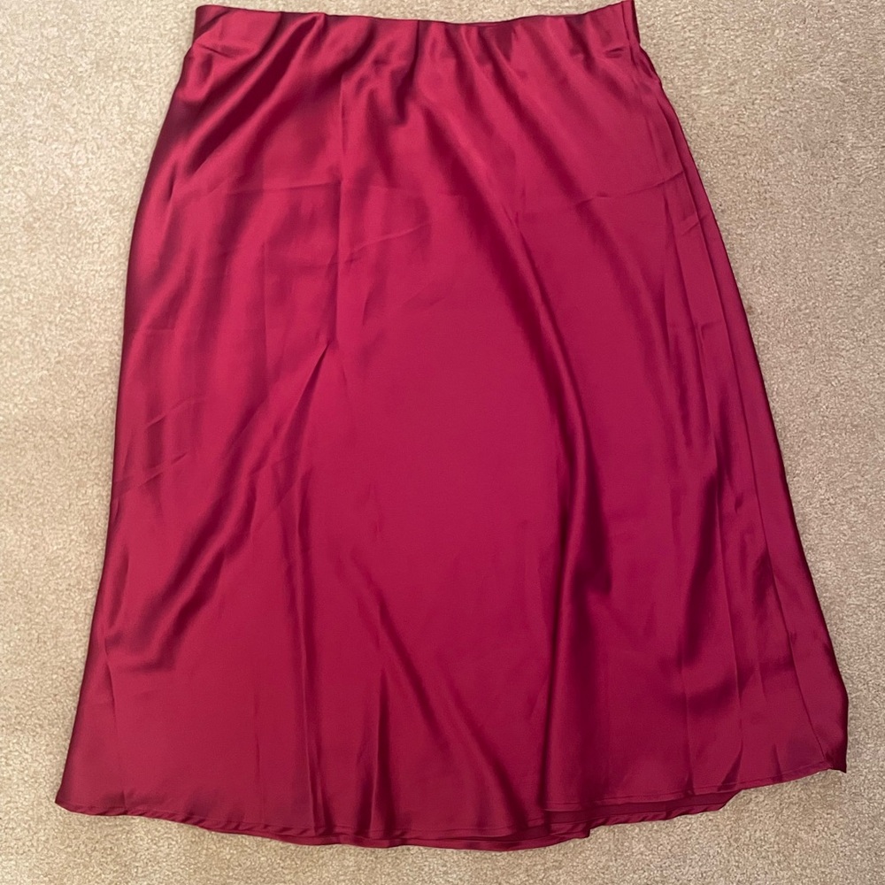 Red Midi Slip Skirt for Casual Occasions
